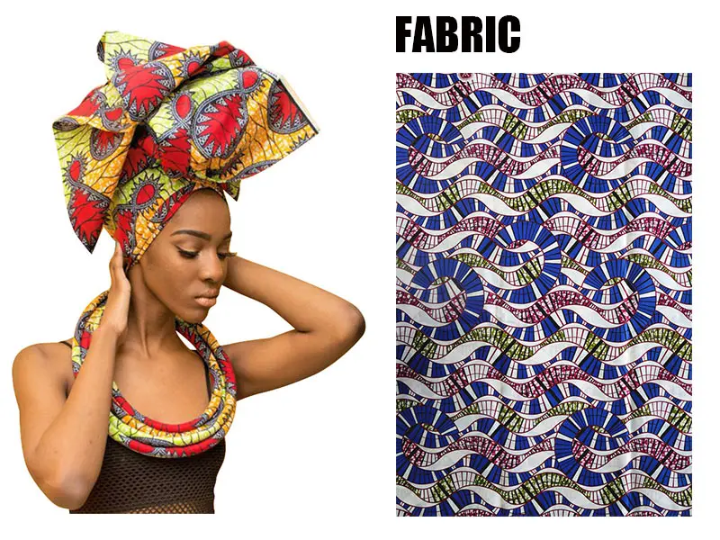 Африканский женский головной платок+ ожерелье цветной головной платок хлопок восковой печати шарф большой размер Африка бандана ручной работы ожерелье WYB20 - Цвет: 05