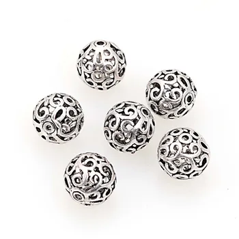 

20Pcs 11mm Filigree Hollow Round Metal Cast Brass Antique Design Spacers Beads For Diy Handmade Jewelry Making Accessories