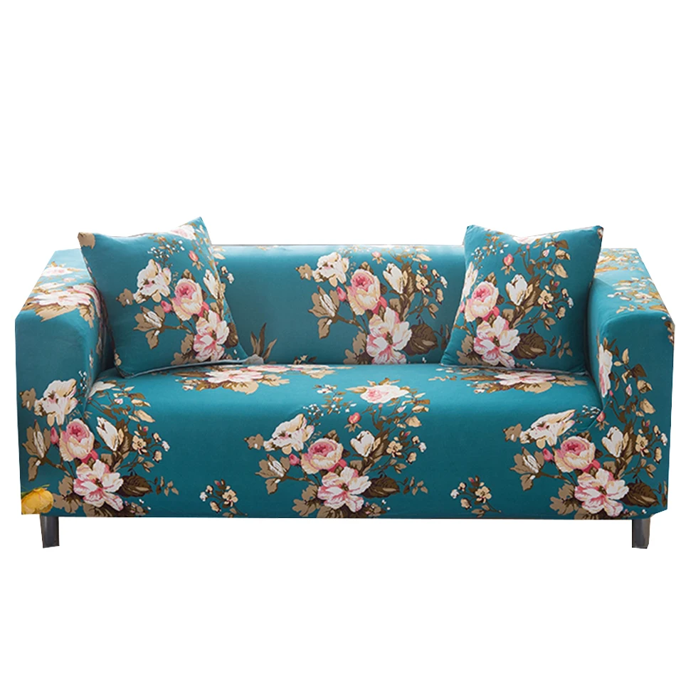 Blue Flowers Couch Sofa Covers For Living Room Universal