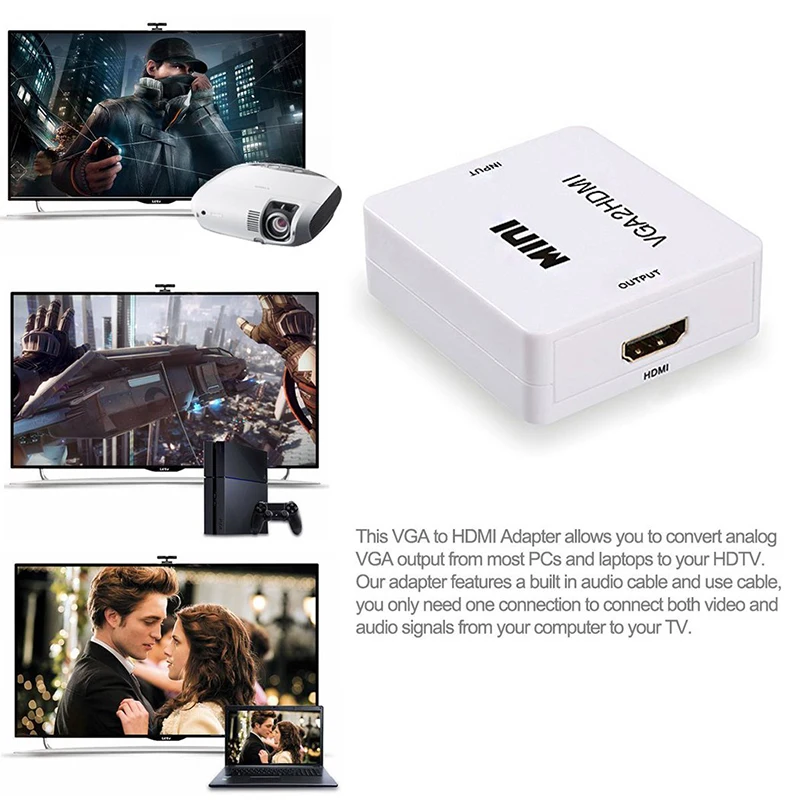 Baolyda VGA HDMI адаптер 1080 P и аудио видео конвертер для HDTVs Мониторы/дисплеи ноутбук
