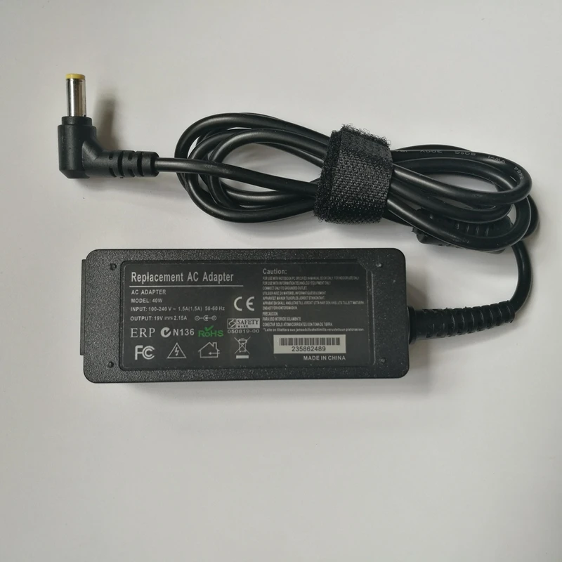 Фото Адаптер переменного тока 19 в 5,5 а 1,7*521 мм, зарядное устройство для Acer D255 D260 D257 D271 Aspire One 522 533 725 AOD255E AOD255, 10 шт. №2