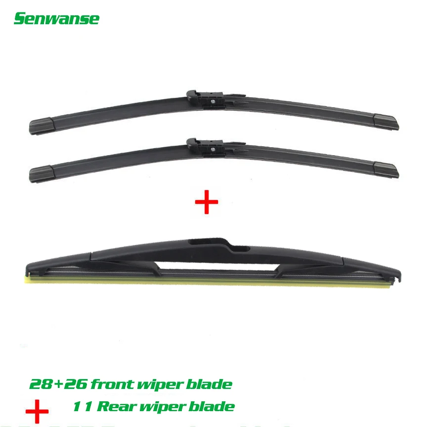 

Senwanse Front and rear Wiper Blades For Peugeot 307 2005-2007 Windshield windscreen wiper 28"+26"+14