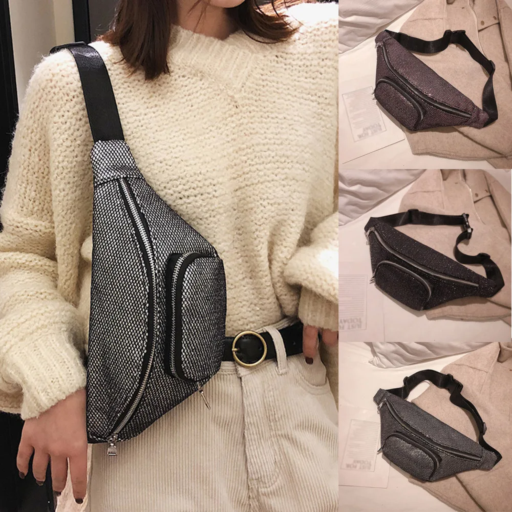 Модная женска сумка Открытый Сумка tneutral молния блесток crossbody Спортивная грудь карман челнока Y504