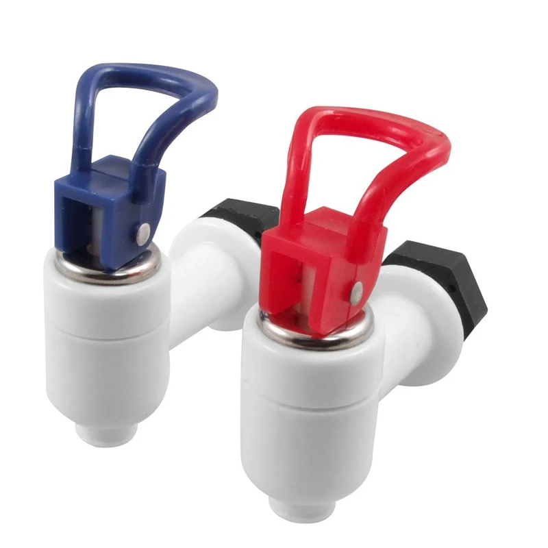 

Plastic Water Dispenser Machine Faucet Tap 2 Pcs Red Blue White