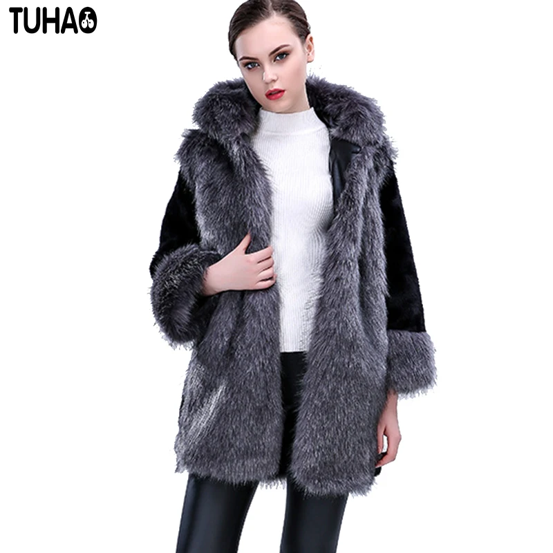 3xl 2018 Taille De Faux Noir Fourrure Grande 1 Outwear Fr Femelle Chaud Longue Coatsthick La Plus Manteau Hiver Femme Bureau qCEPYOw
