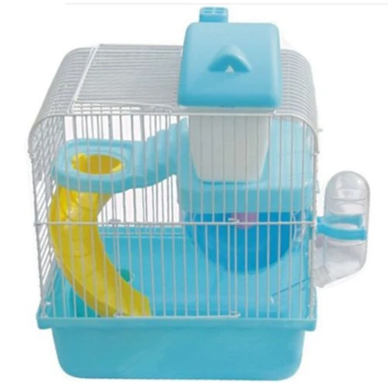 Горячая Распродажа-горячий хомяк Песчанка мышь маленькая клетка для домашних животных 2 уровня пол бутылка для воды колесо - Цвет: Random