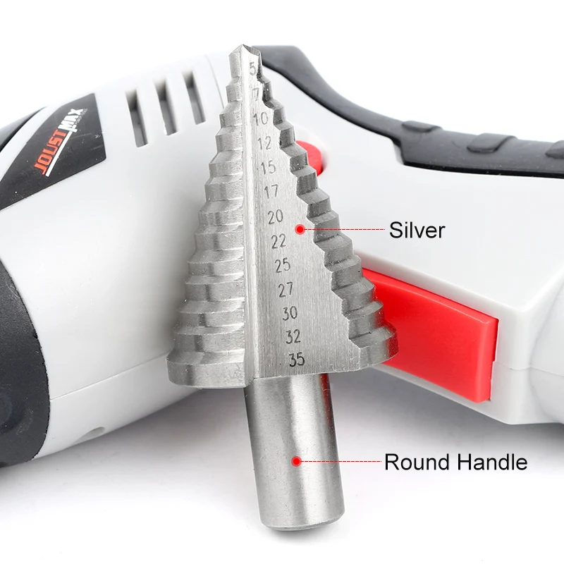 5-35mm HSS Step Drill Bit 13 Steps Round Shank Straight Flute Step Drill Rotary Tool Essential Pagoda Drill Hardware Tool 5-35mm HSS Step Drill Bit 13 Steps Round Shank Straight Flute Step Drill Rotary Tool Essential Pagoda Drill Hardware Tool