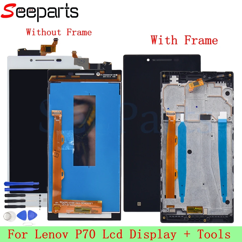 Comprar Para Lenovo P70 pantalla LCD MONTAJE DE digitalizador con pantalla táctil con marco P70 A P70 T reemplazo + herramientas para pantalla Lenovo P70 de 5,0\
