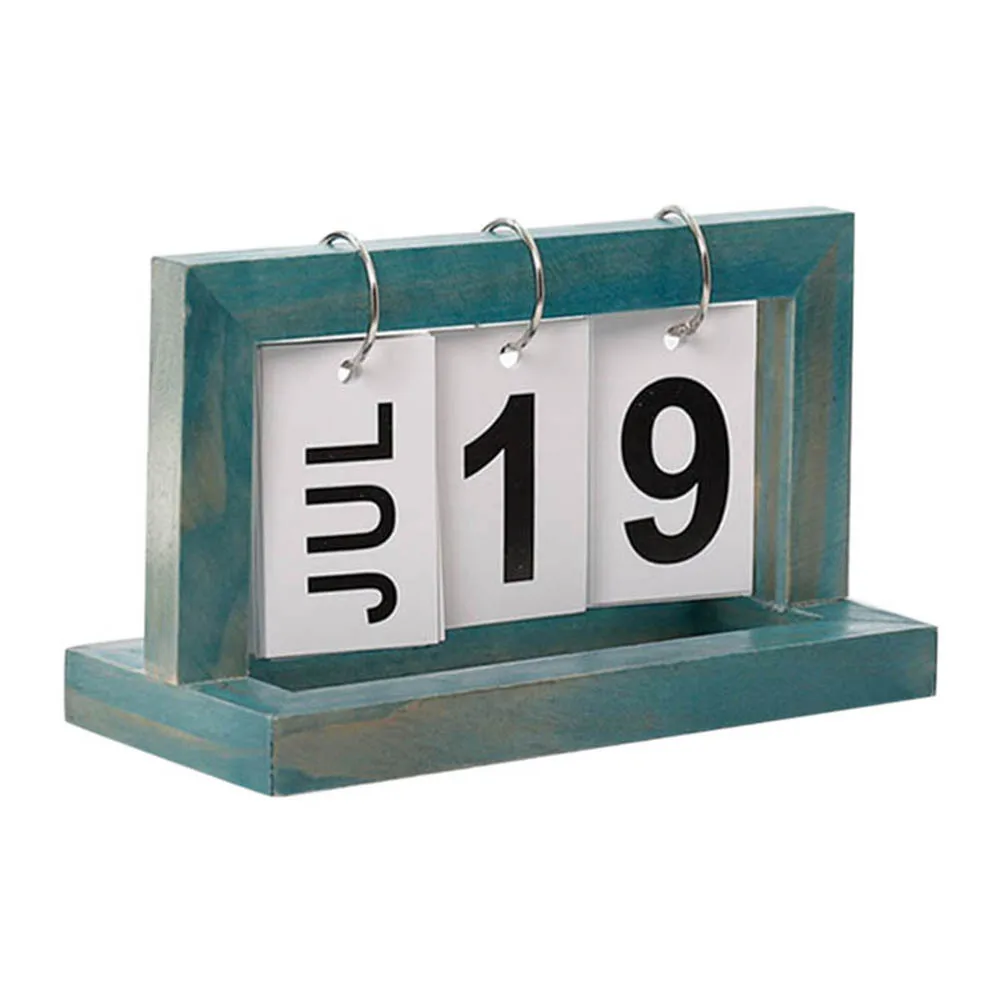 

1 Pcs Wooden Flip Calendar Perpetual Desktop Office DIY Yearly Planner Calendar Hot Sale