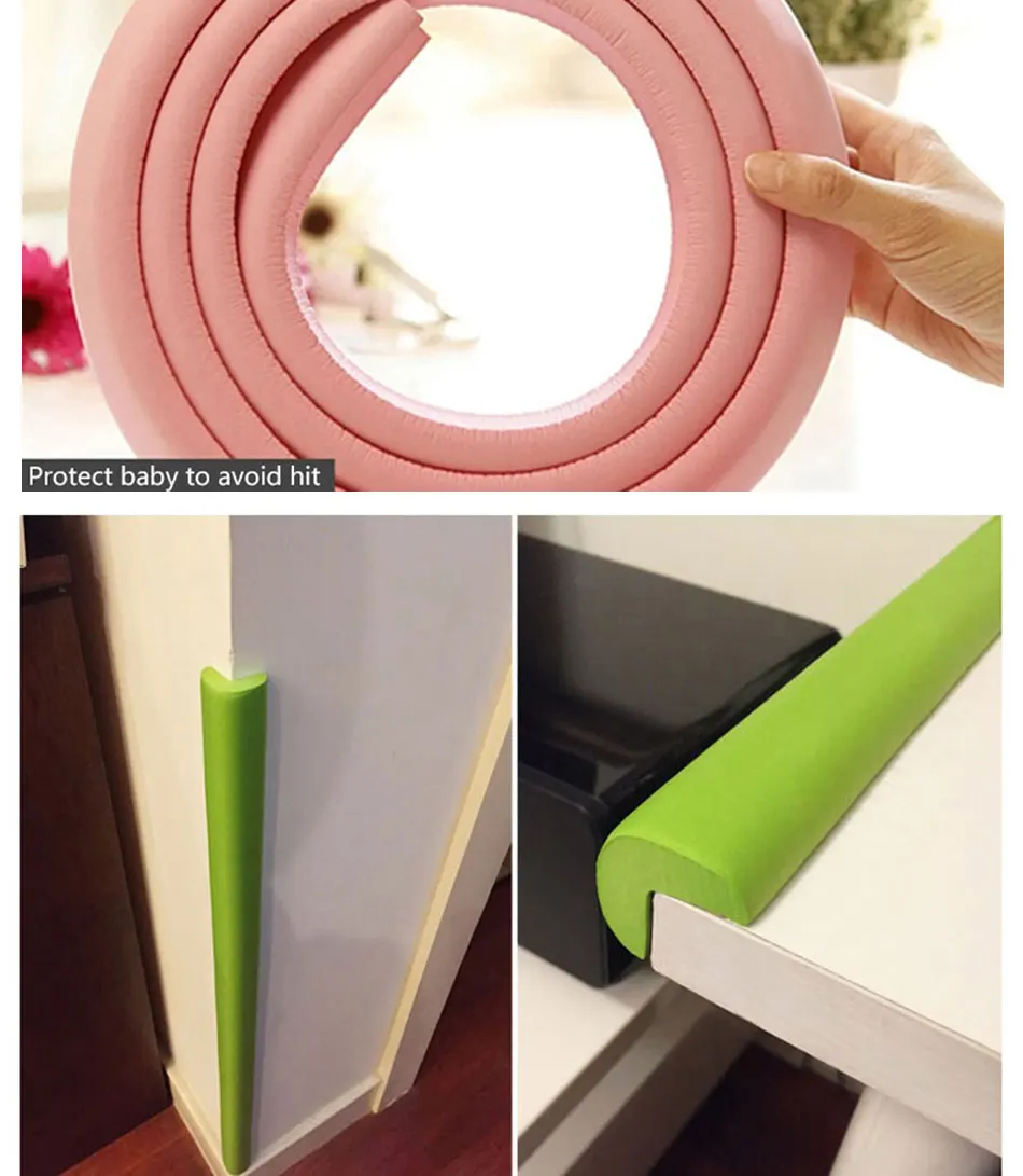 2M Children Protection Table Guard Strip Baby Safety Protector Furniture Drawer Glass Edge Crash Bar Corner Rubber Bumper