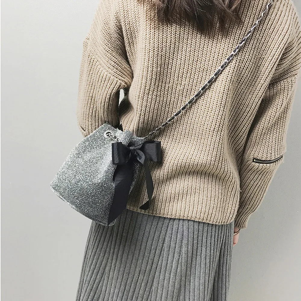 

2019 Latest model Fashion Women Velvet Bowknot Chain Crossbody Bag Bucket Bag Shoulder Bag side bags small for ladies