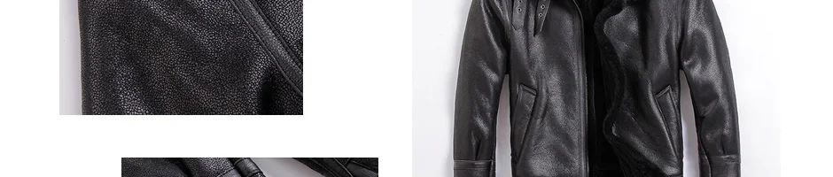 Оригинальное меховое пальто из овчины, мужское кожаное пальто с капюшоном, зимняя теплая кожаная куртка, черная короткая тонкая куртка-пилот, мотоциклетная куртка с капюшоном