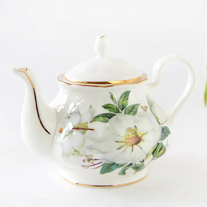 900ml 1300ml Celadon Hand-Painted Ceramic Teapot Tea Set Afternoon Tea Bone China Coffee Pot Flower Teapot