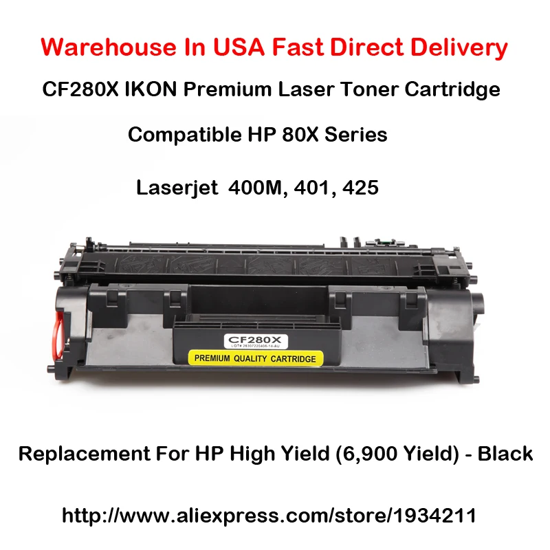 Cf280x 80x Серии тонер-картридж совместимый для HP LaserJet 400 м, 401, 425 High Yield(6,900 выход)-черный