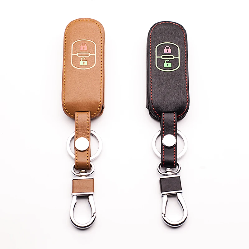 Luminous leather car key cover key holder for Mazda 2 Mazda 3 Mazda 5