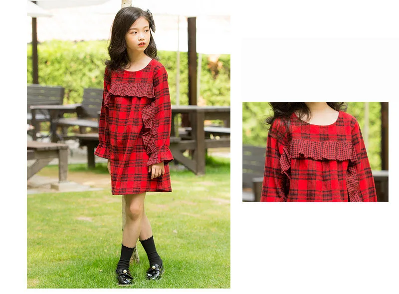 ruched plaid petal sleeve dress baby big girls autumn 2018 preppy style dresses for kids clothes children school dress clothing (10)