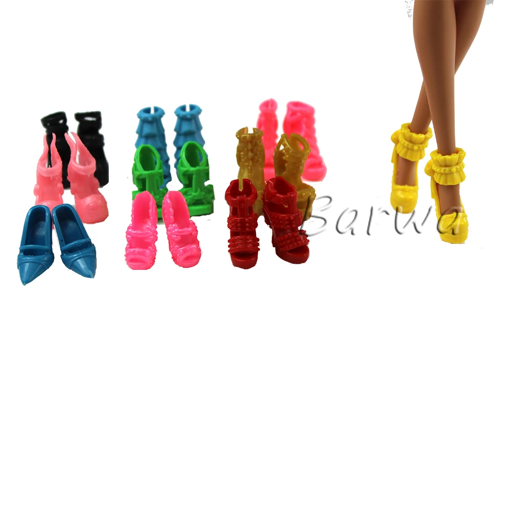 Обувь, 10 пар, новые 11,5 дюйма, аксессуары, набор, случайный бандаж, бант, высокий каблук, сандалии, милые каблуки, цветные, для Барби-игрушка, мода