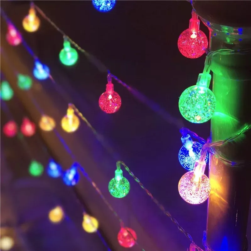 10 м 100LED Кристальный шар струнные огни наружные рождественские гирлянды вспышка сказочная лампа для рождества праздничное украшение для дома