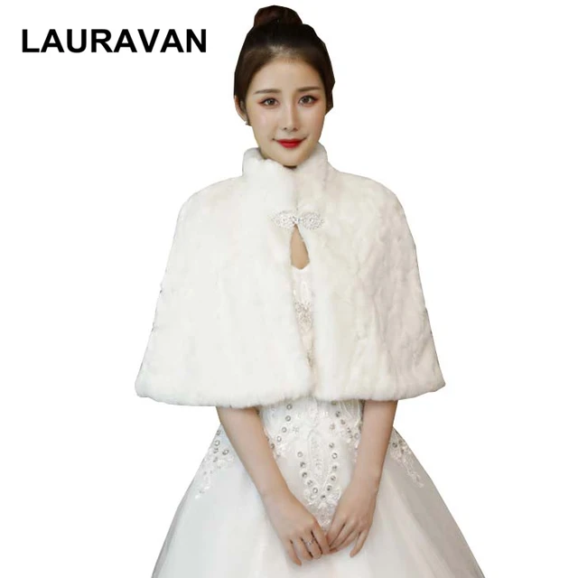 Reviews New Women Bridal High Neck Shawl Fur Faux Fur Wrap Elegant Warm Bolero Wedding Wrap Bridal Jackets Coat Winter Fur Cape Cloak