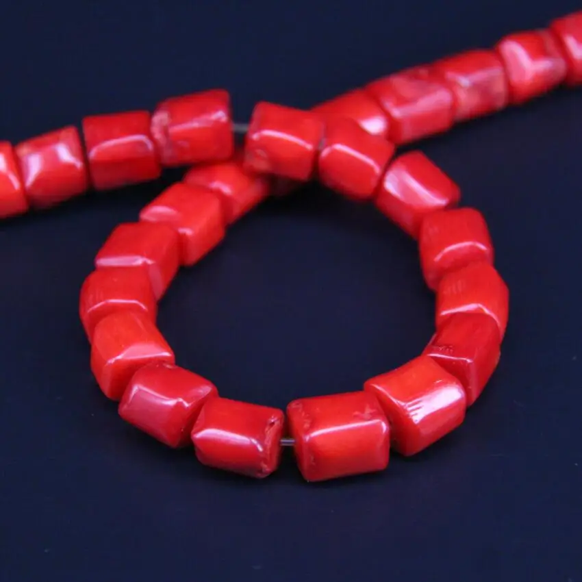 2 нити/лот натуральный красный бамбук Коралл цилиндрическая трубка бисер россыпью различных размеров подвески, для DIY браслет аксессуары для изготовления украшений