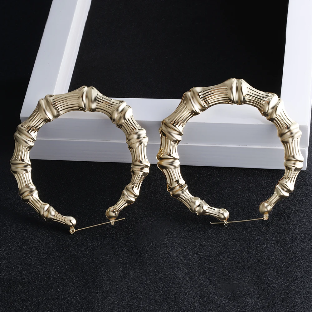 SOHOT трендовые классические Бамбук Серьги-кольца Европейский Популярный золотой серебряный цвет Гипербола ювелирное изделие для женщин свадебный подарок