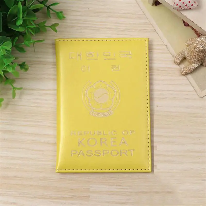 Милый корейский кожаный чехол для защиты паспорта для женщин Koea Обложка для паспорта органайзер для документов для паспорта высокое качество - Цвет: Yellow