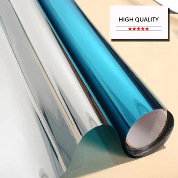 

Multi-sizes Solar Window Film One Way Mirror Privacy Anti UV Self-adhesive Film Decorative Insulation Reflective Stickers Blue