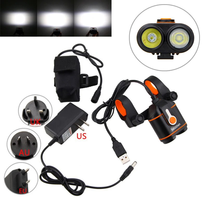 Clearance USB Bike Light 10000LM 2X XM-L2 LED Bicycle Lamp 4 Modes Bicycle Handlebar Lamp +6400 mAh Battery Pack +Charger 1