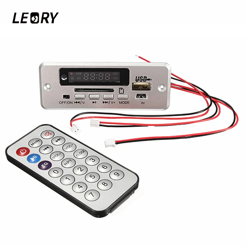 

LEORY Wireless MP3 Player Integrated WMA Decoder Board Audio Module USB TF Radio For DIY Red Digital LED With Remote Controller