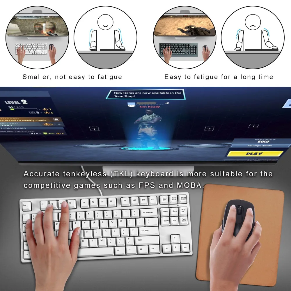 

Mechanical Keyboard TKL 87-Key [Cherry MX Blue Switch] Gaming Keyboard for Office Typist/Gamer PC Tablet Desktop - QWERTY-Layout