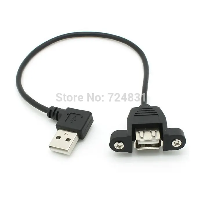 

CY 90 Degree Right Angled USB 2.0 A Male Connector to Female Extension Cable With Panel Mount Hole20cm