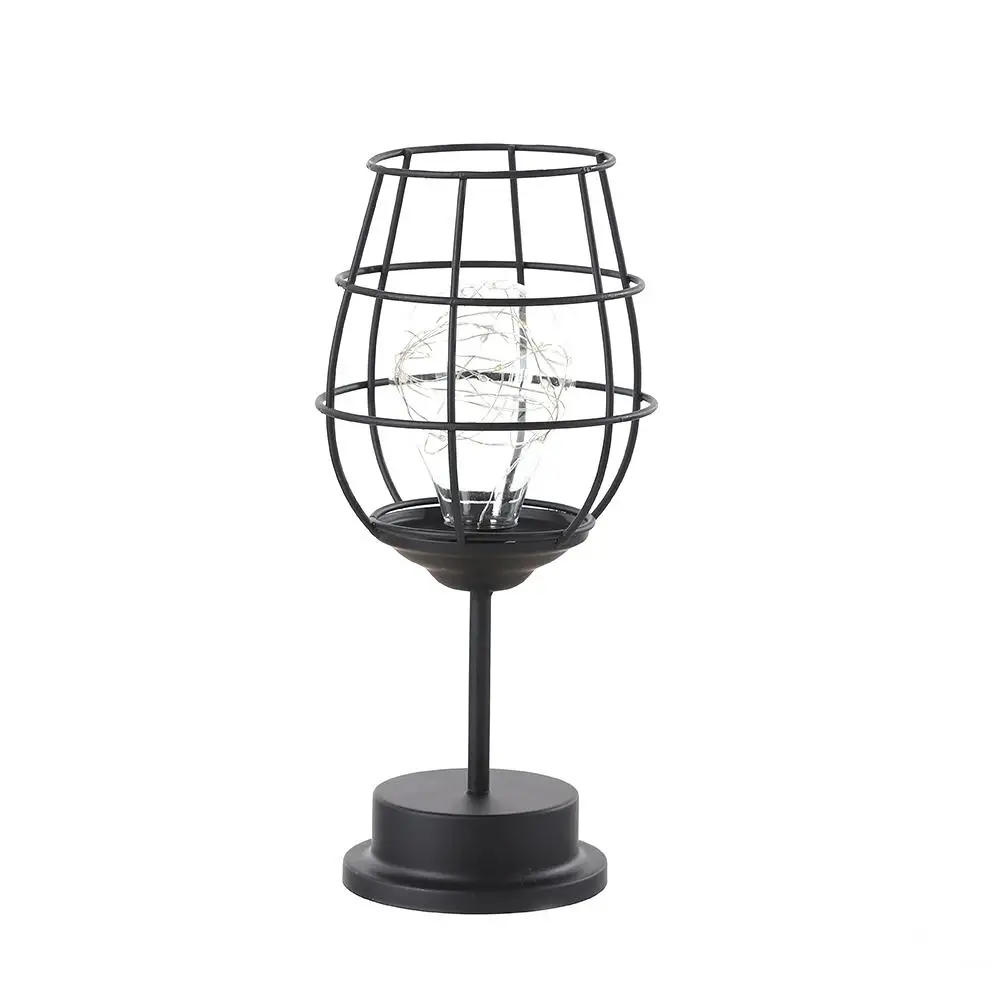  Retro Iron Winebottle Art Minimalist Hollow Table Lamp Copper Wire Night Light Hotel Home Decoratio