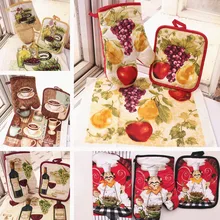Europäischen stil 100% Baumwolle Küche Obst Kaffee Designs Topflappen Topflappen Handtücher Wie Küche Werkzeug Geschenk Set Backformen