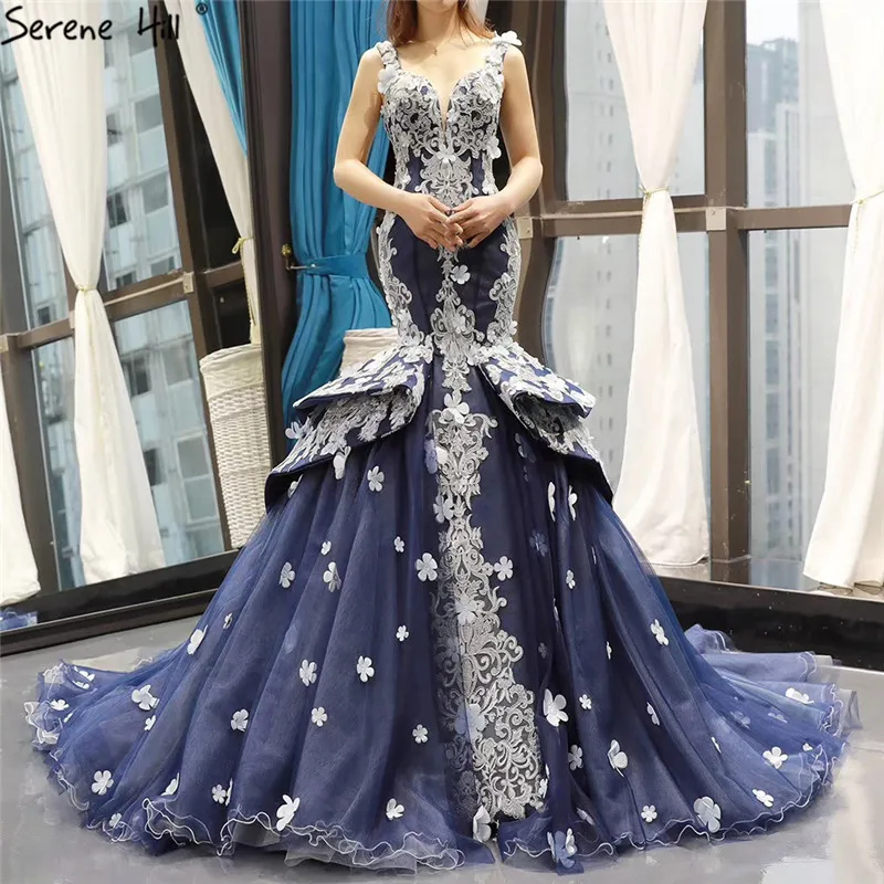 Aliexpress.com : Buy Navy Blue Handmade Flowers Mermaid Wedding Dresses ...