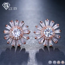 LXOEN цветочные круглые хрустальные серьги-гвоздики для женщин с серебряными мелкими заклепками подарочный набор украшений для ушей brinco bijoux