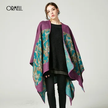 

ORMELL 2017 European Fashion Ladies Winter Sweaters Shawl Female Warm Soft Cardigans Woman Long Poncho Knitted Casual Sweater
