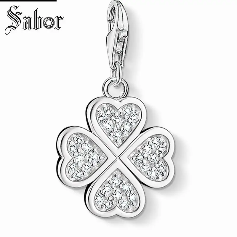 

thomas Lucky Clover Charm Pendant,2019 Jewelry For Women Men,womens Fashion Gift 925 Sterling Silver Fit Bracelet charms