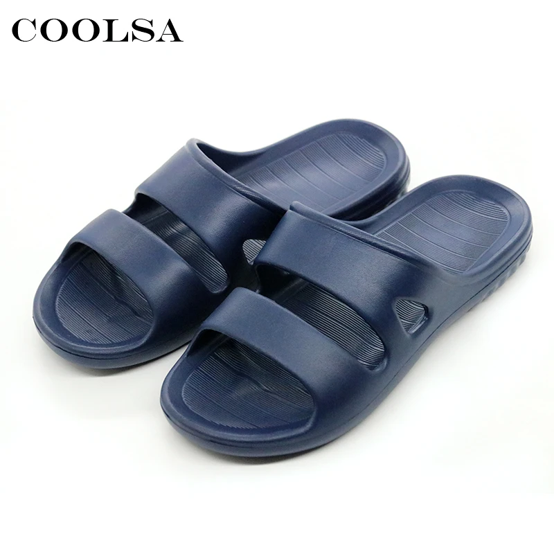 

Coolsa New Hot Summer Men Slippers EVA Basic Solid Flat Bottom Soft Slides Home Shoes Bathroom Flip Flops Causal Beach Sandals