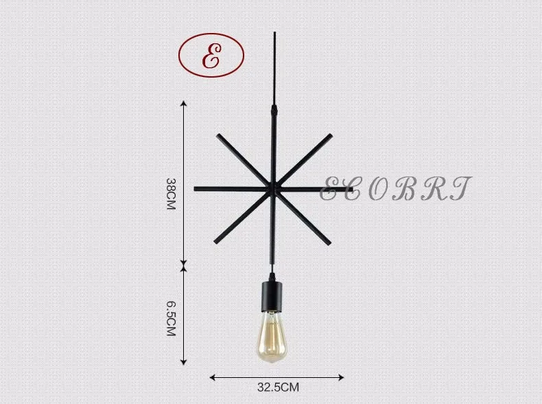 ECOBRT Винтаж Лофт подвесные светильники лампы современный промышленный Железный haning светильники в гостиной черный цвет