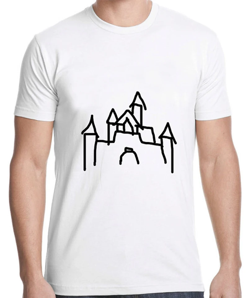 T Shirt Graphic T Shirts Men Clothes 2018 Cotton Men T Shirt Tops Graphic Tees Plus Size Castle Graphic XS-3XL White T Shirt