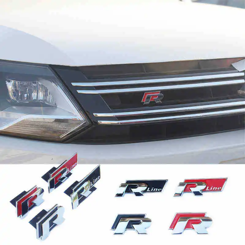 Car metal R logo Rline Logo Emblem sticker for VW Touran Tiguan LAVIDA Golf 6 7