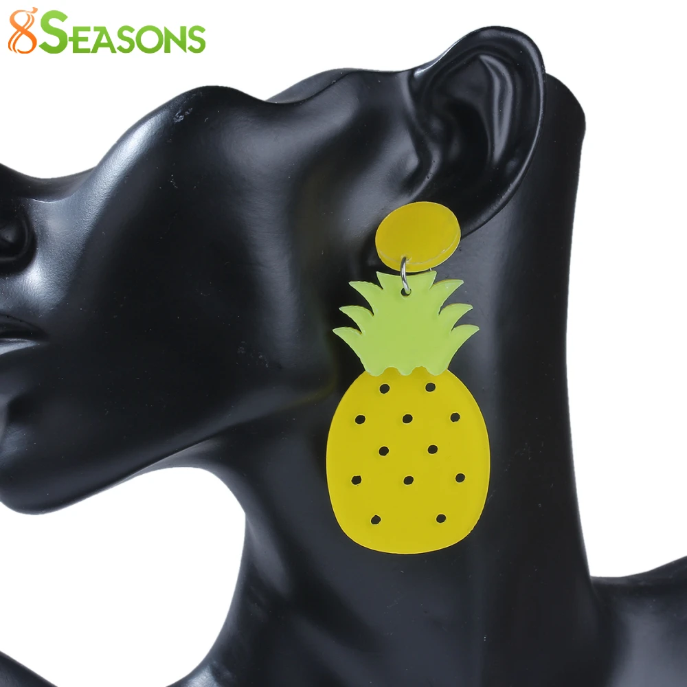 8 seasons new fashion acrilico ear post orecchini con perno giallo ananas ananas frutta 78mm