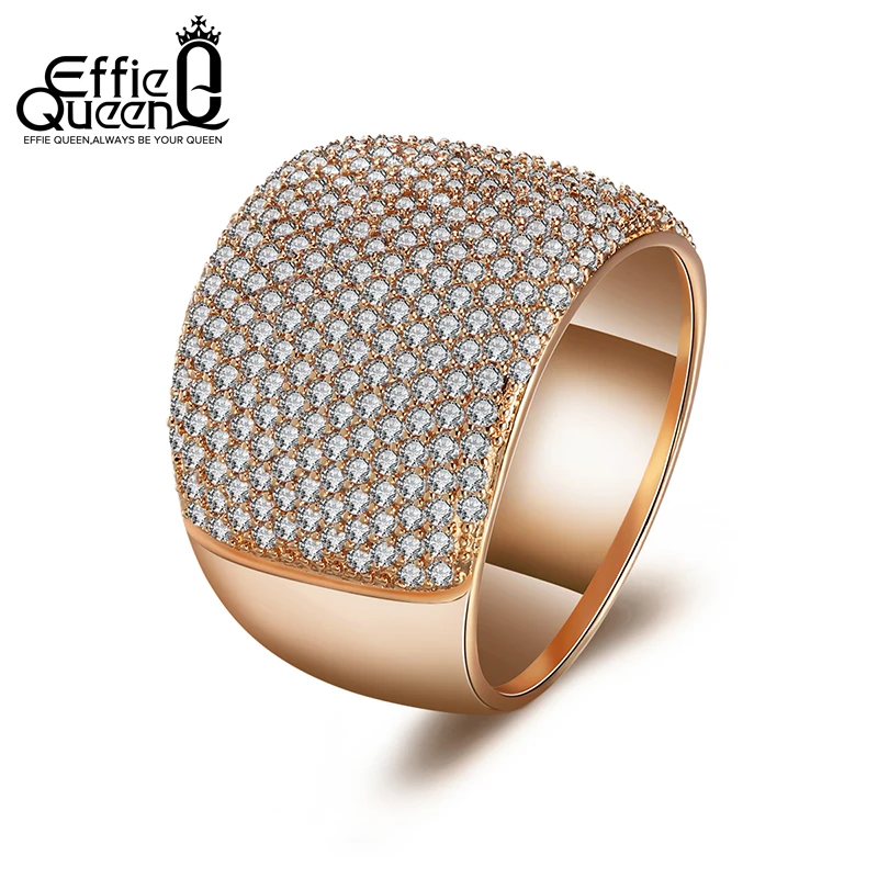 

Effie Queen Gold-color Crystal Rings For Women with 224 Pieces AAA Zircon Wedding Female Teen Jewelry DDR09