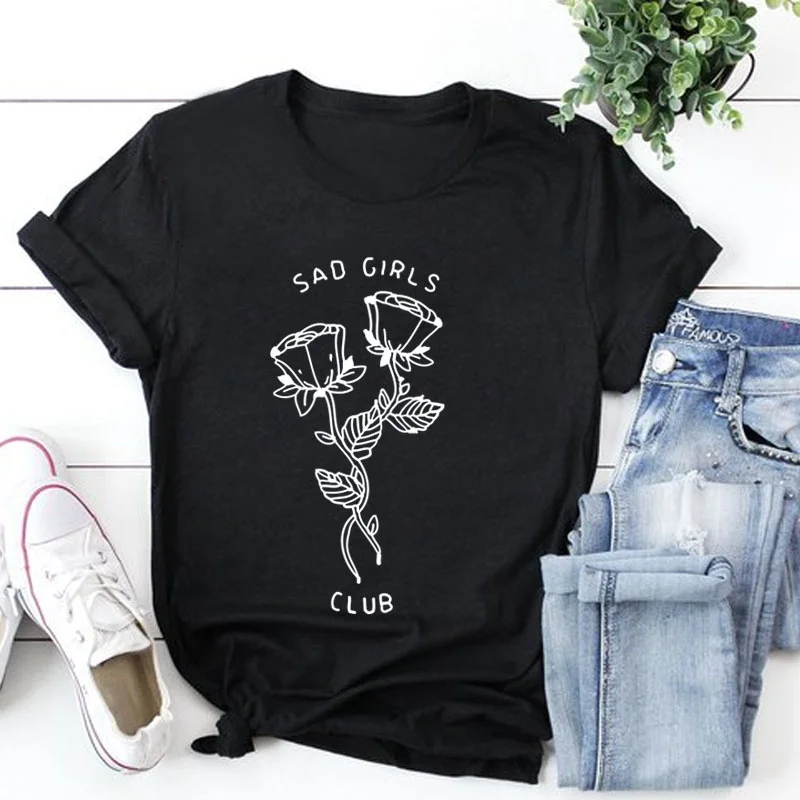 Sad Girls Club Unisex Rose Graphic Design Tumblr Hipster Aesthetic