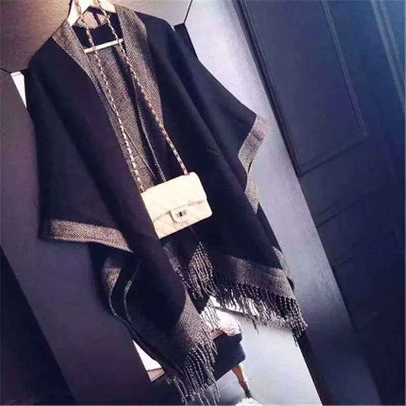 

2019 Wrap Swing Spring Autumn New Wool Cardigan Women Winter Poncho Cape Tassel Cloak tassel Shawl Print Scarf Women's Coat X942