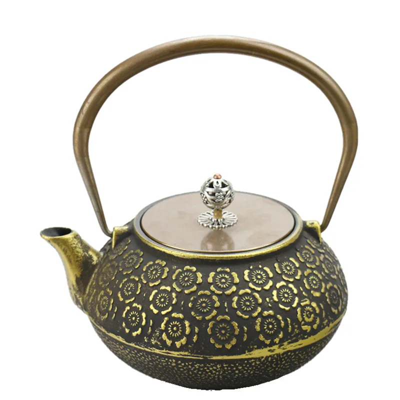 

Drinkware 1.2L Japanese Cast Iron Tea Pot Golden Cherry Kettle Creative Drinkware