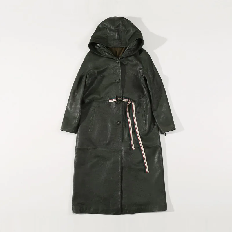2019 New Arrival Real Leather Jacket Drawstring Genuine Leather Jacket Women Plus Size Hooded Lambskin Leather Coat for Women
