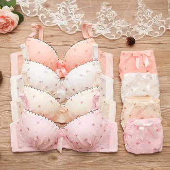 

New Womens Sexy Underwear Satin Print Lace Embroidery Bra Sets