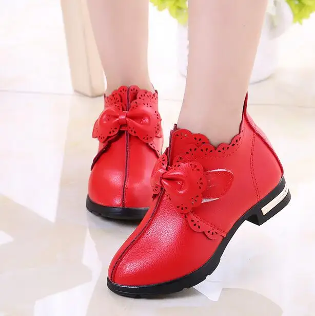 

2016 Newest Autumn Baby Girls Leather Shoes Casual Non-slip Children Outdoor Shoes Kids Student Bowknot Princess Shoes