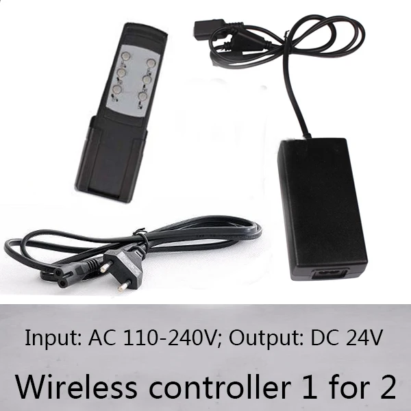 

1 controller for 2 linear actuators with wireless control handle AC 110v-240v input and DC 12v/24v output